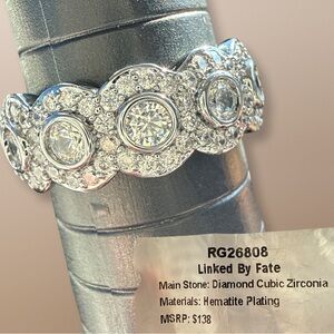 Bomb party OG linked by fate diamond CZ on hematite sz 6